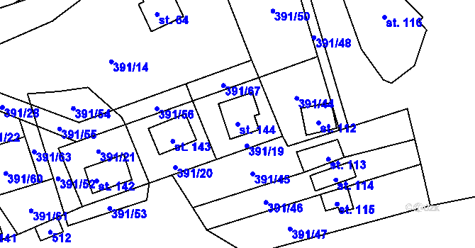 Parcela st. 144 v KÚ Pitrov, Katastrální mapa