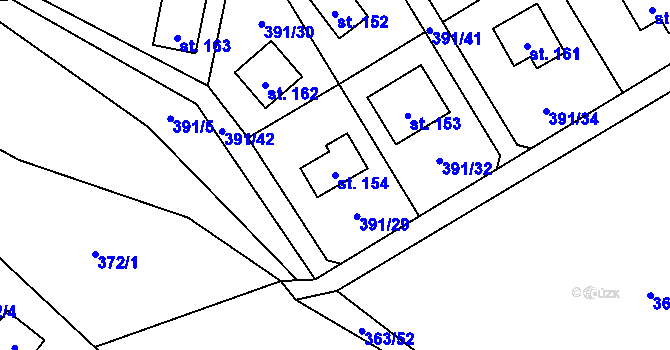 Parcela st. 154 v KÚ Pitrov, Katastrální mapa