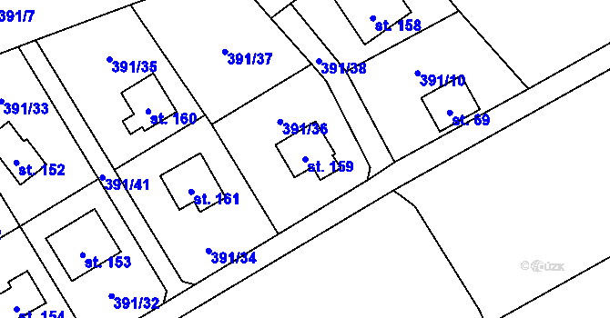 Parcela st. 159 v KÚ Pitrov, Katastrální mapa