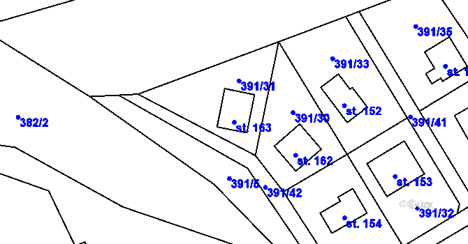 Parcela st. 163 v KÚ Pitrov, Katastrální mapa