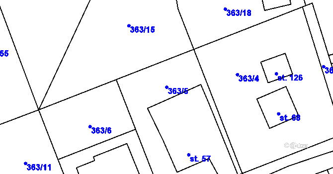 Parcela st. 363/5 v KÚ Pitrov, Katastrální mapa