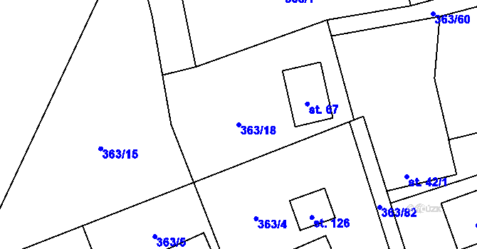 Parcela st. 363/18 v KÚ Pitrov, Katastrální mapa