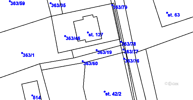 Parcela st. 363/19 v KÚ Pitrov, Katastrální mapa