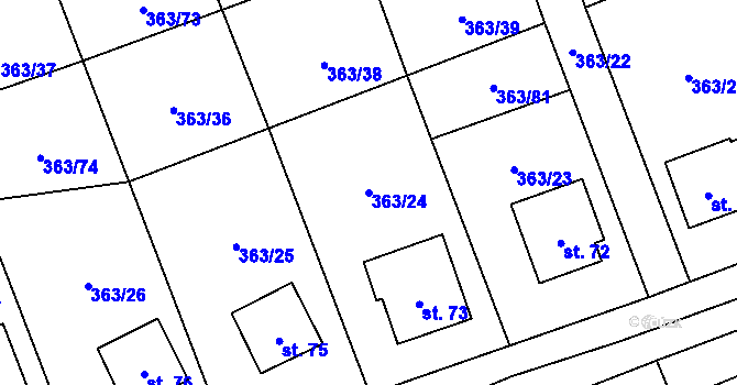 Parcela st. 363/24 v KÚ Pitrov, Katastrální mapa