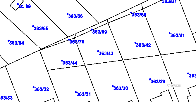 Parcela st. 363/43 v KÚ Pitrov, Katastrální mapa
