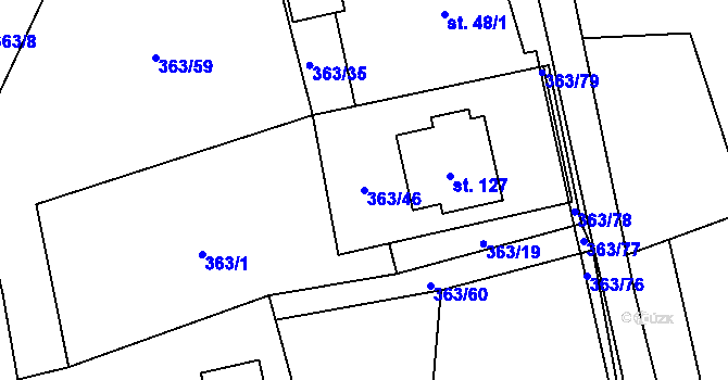 Parcela st. 363/46 v KÚ Pitrov, Katastrální mapa