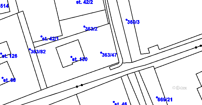 Parcela st. 363/47 v KÚ Pitrov, Katastrální mapa