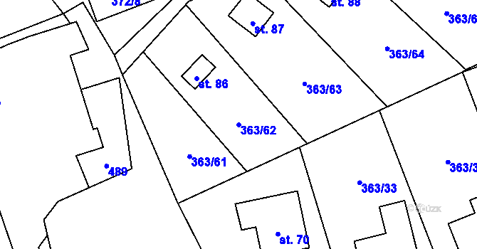 Parcela st. 363/62 v KÚ Pitrov, Katastrální mapa
