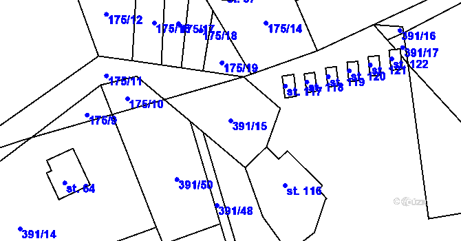 Parcela st. 391/15 v KÚ Pitrov, Katastrální mapa