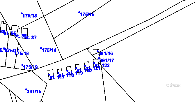 Parcela st. 391/16 v KÚ Pitrov, Katastrální mapa