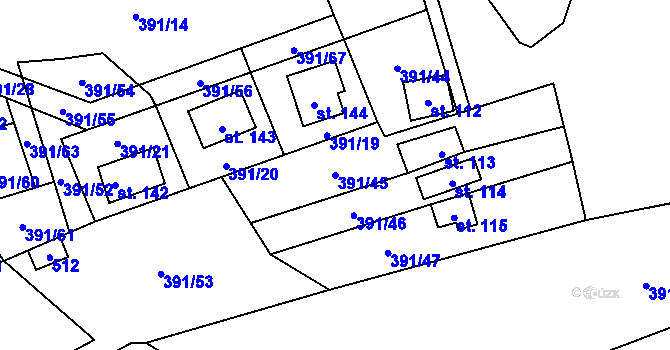 Parcela st. 391/45 v KÚ Pitrov, Katastrální mapa