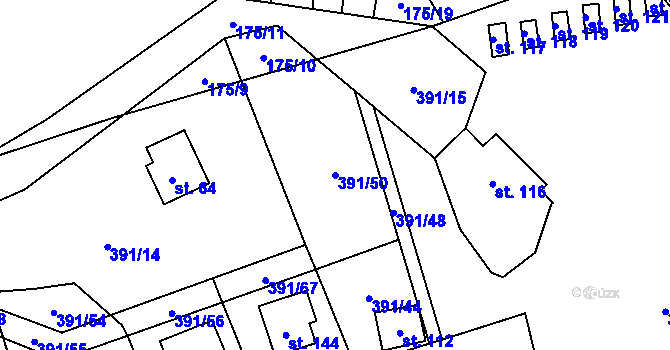 Parcela st. 391/50 v KÚ Pitrov, Katastrální mapa