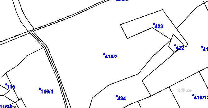 Parcela st. 418/2 v KÚ Pitrov, Katastrální mapa