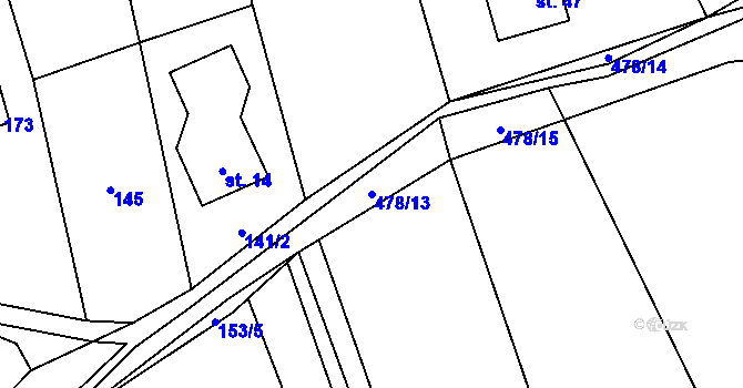 Parcela st. 478/13 v KÚ Pitrov, Katastrální mapa