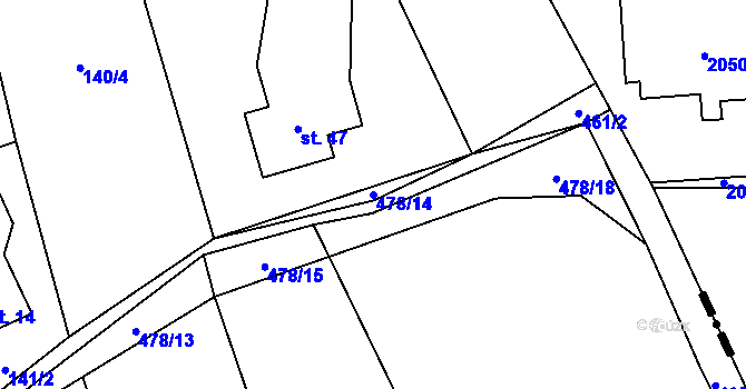 Parcela st. 478/14 v KÚ Pitrov, Katastrální mapa