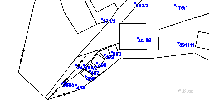 Parcela st. 499 v KÚ Pitrov, Katastrální mapa