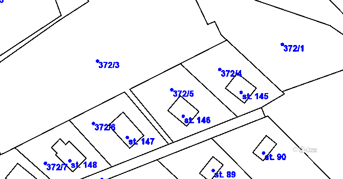 Parcela st. 372/5 v KÚ Pitrov, Katastrální mapa