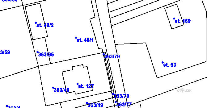 Parcela st. 363/79 v KÚ Pitrov, Katastrální mapa