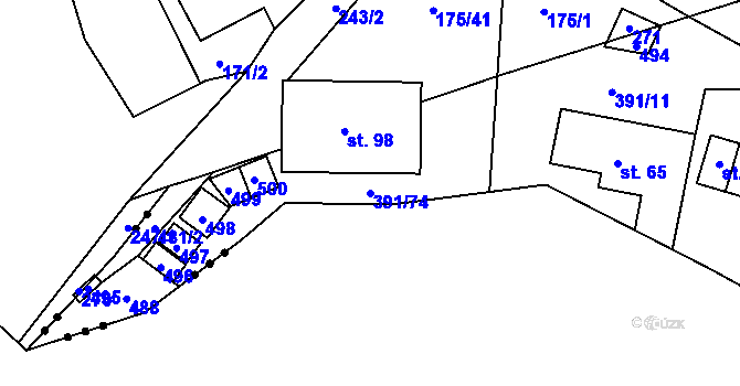 Parcela st. 391/74 v KÚ Pitrov, Katastrální mapa