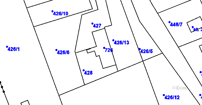 Parcela st. 43 v KÚ Horní Soběšovice, Katastrální mapa
