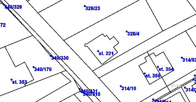 Parcela st. 221 v KÚ Horní Soběšovice, Katastrální mapa