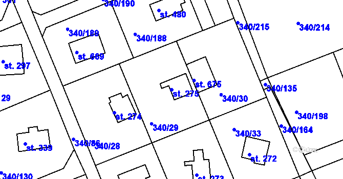 Parcela st. 275 v KÚ Horní Soběšovice, Katastrální mapa