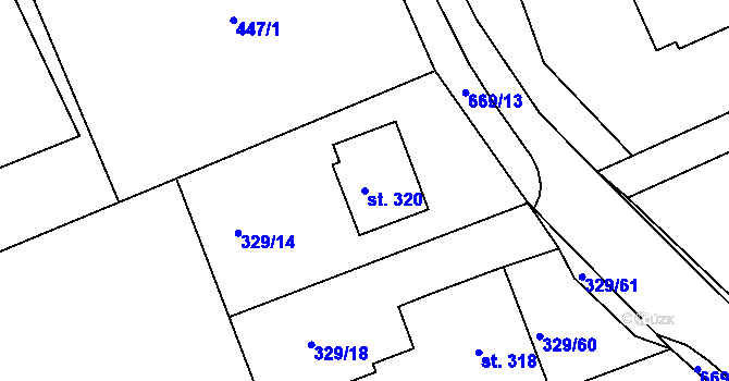 Parcela st. 320 v KÚ Horní Soběšovice, Katastrální mapa