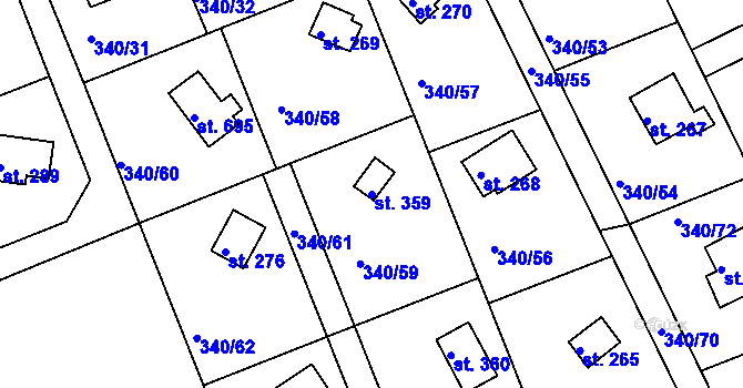 Parcela st. 359 v KÚ Horní Soběšovice, Katastrální mapa