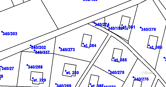 Parcela st. 384 v KÚ Horní Soběšovice, Katastrální mapa