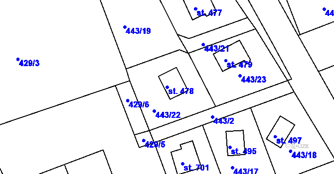 Parcela st. 478 v KÚ Horní Soběšovice, Katastrální mapa