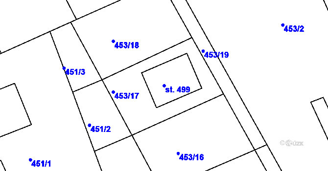 Parcela st. 499 v KÚ Horní Soběšovice, Katastrální mapa