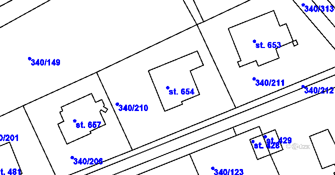 Parcela st. 654 v KÚ Horní Soběšovice, Katastrální mapa