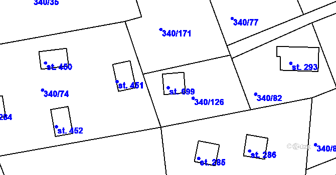 Parcela st. 699 v KÚ Horní Soběšovice, Katastrální mapa