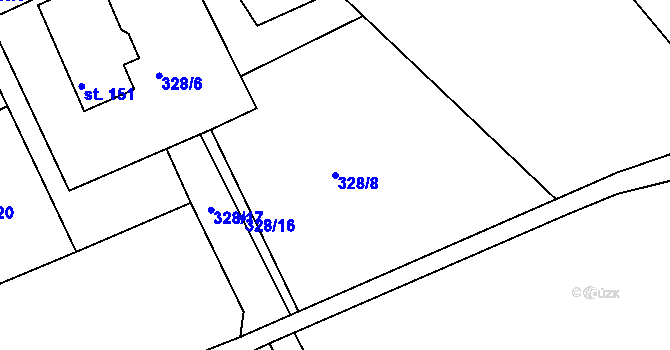 Parcela st. 328/8 v KÚ Horní Soběšovice, Katastrální mapa