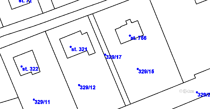 Parcela st. 329/17 v KÚ Horní Soběšovice, Katastrální mapa