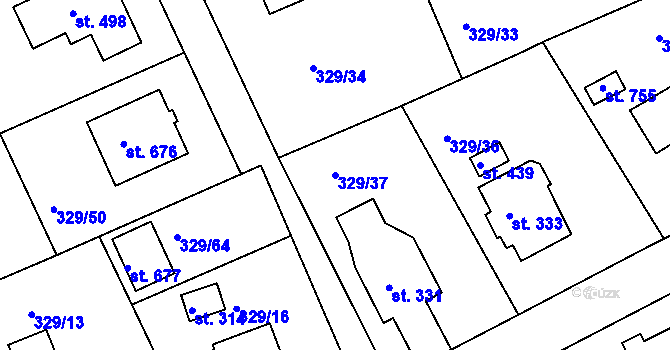 Parcela st. 329/37 v KÚ Horní Soběšovice, Katastrální mapa