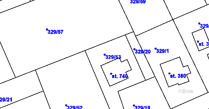 Parcela st. 329/53 v KÚ Horní Soběšovice, Katastrální mapa