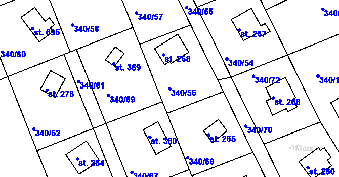 Parcela st. 340/56 v KÚ Horní Soběšovice, Katastrální mapa