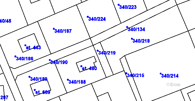 Parcela st. 340/219 v KÚ Horní Soběšovice, Katastrální mapa
