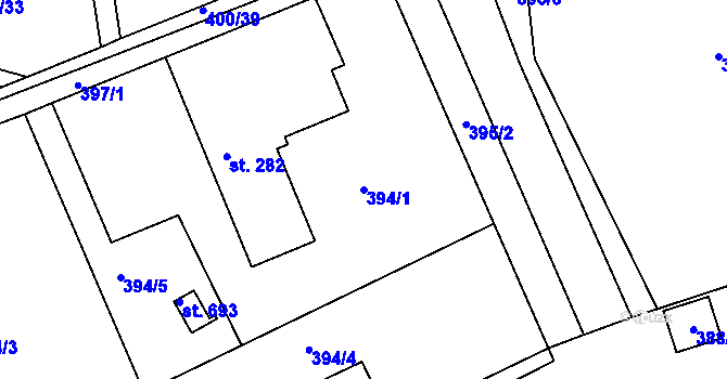 Parcela st. 394/1 v KÚ Horní Soběšovice, Katastrální mapa