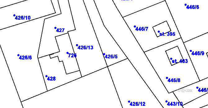 Parcela st. 426/5 v KÚ Horní Soběšovice, Katastrální mapa