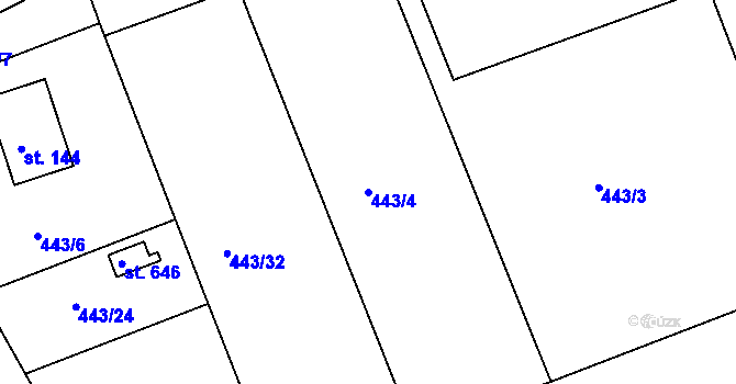 Parcela st. 443/4 v KÚ Horní Soběšovice, Katastrální mapa
