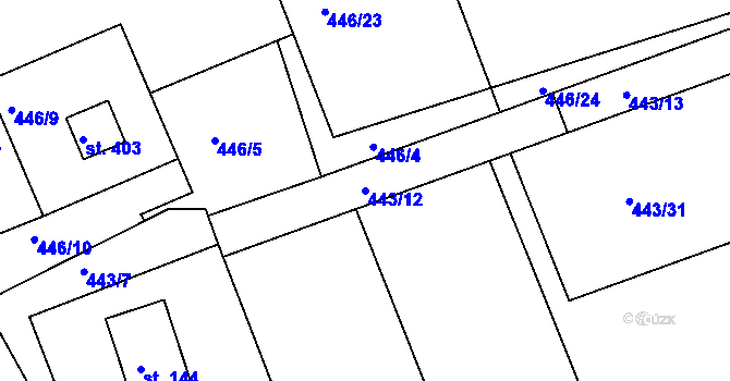 Parcela st. 443/12 v KÚ Horní Soběšovice, Katastrální mapa