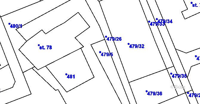 Parcela st. 479/5 v KÚ Horní Soběšovice, Katastrální mapa