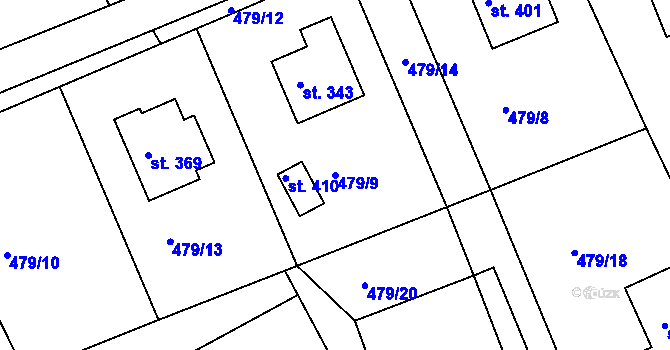 Parcela st. 479/9 v KÚ Horní Soběšovice, Katastrální mapa