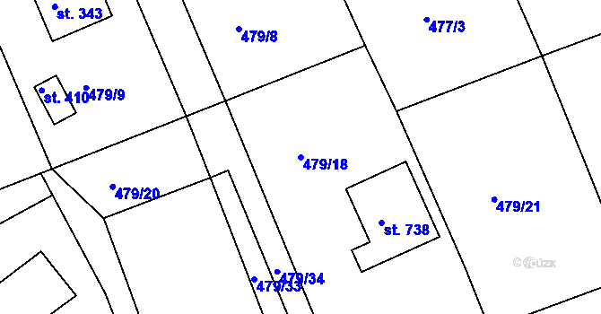 Parcela st. 479/18 v KÚ Horní Soběšovice, Katastrální mapa