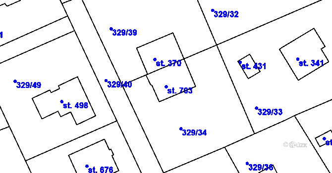 Parcela st. 703 v KÚ Horní Soběšovice, Katastrální mapa
