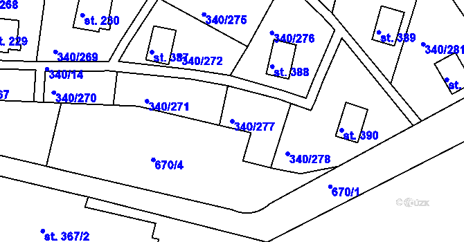 Parcela st. 340/277 v KÚ Horní Soběšovice, Katastrální mapa