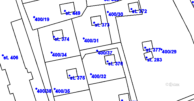 Parcela st. 400/37 v KÚ Horní Soběšovice, Katastrální mapa