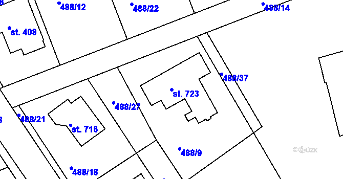 Parcela st. 723 v KÚ Horní Soběšovice, Katastrální mapa